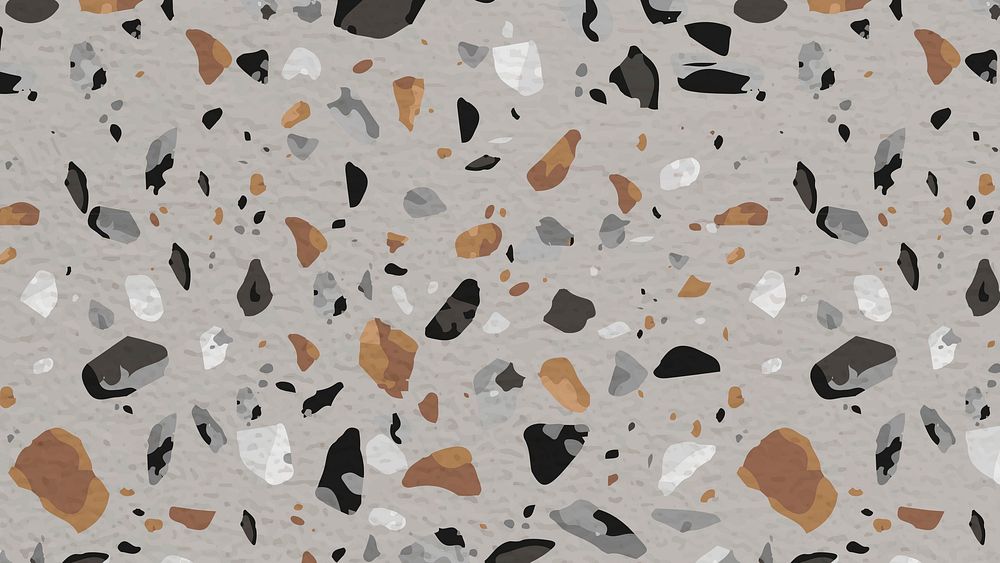 Aesthetic desktop wallpaper, Terrazzo pattern, abstract gray design vector