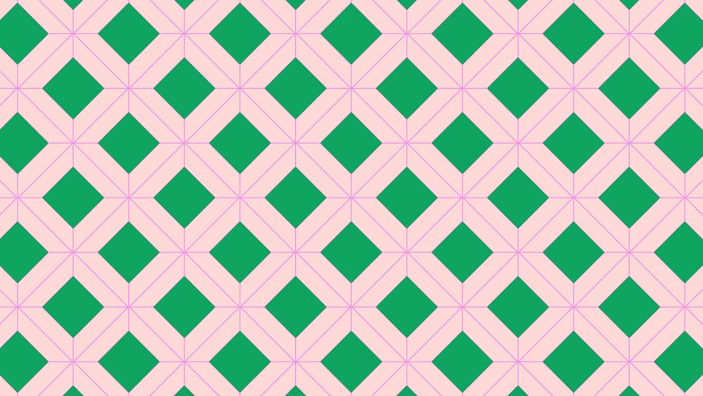 Pink computer wallpaper, geometric pattern in green