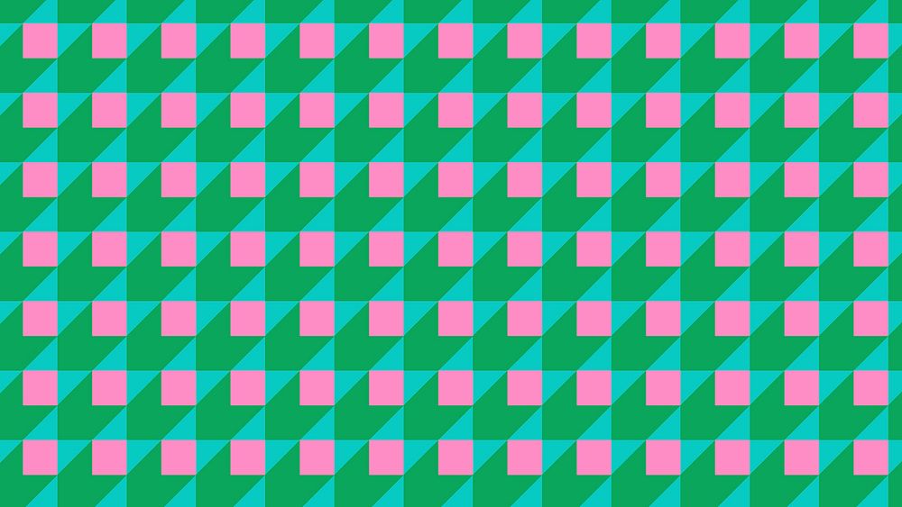 Green desktop wallpaper, geometric pattern in pink