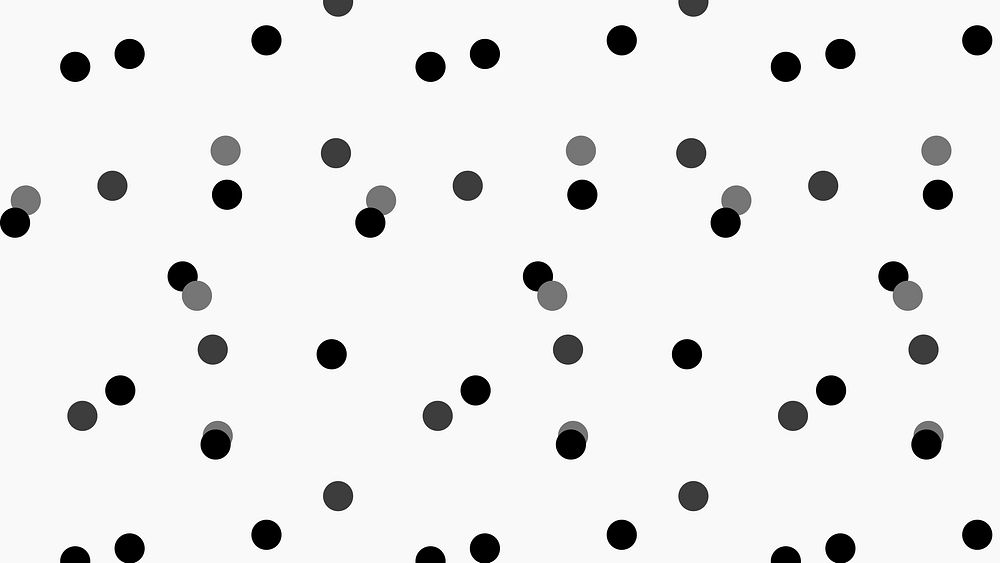 Polka dot computer wallpaper, cute pattern in black and white vector