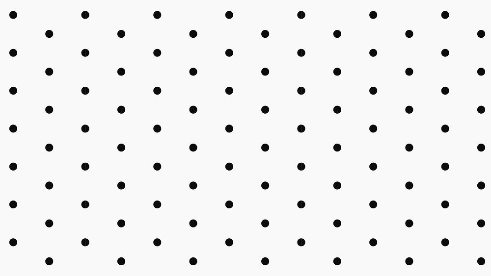 Polka dot desktop wallpaper, cute pattern in black and white vector