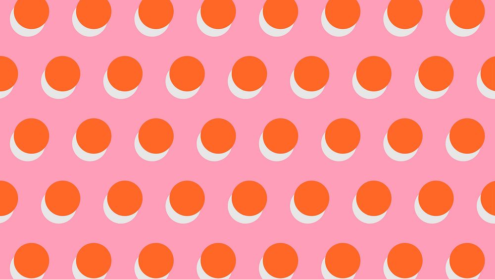 Pink desktop wallpaper, polka dot pattern in cute colorful design