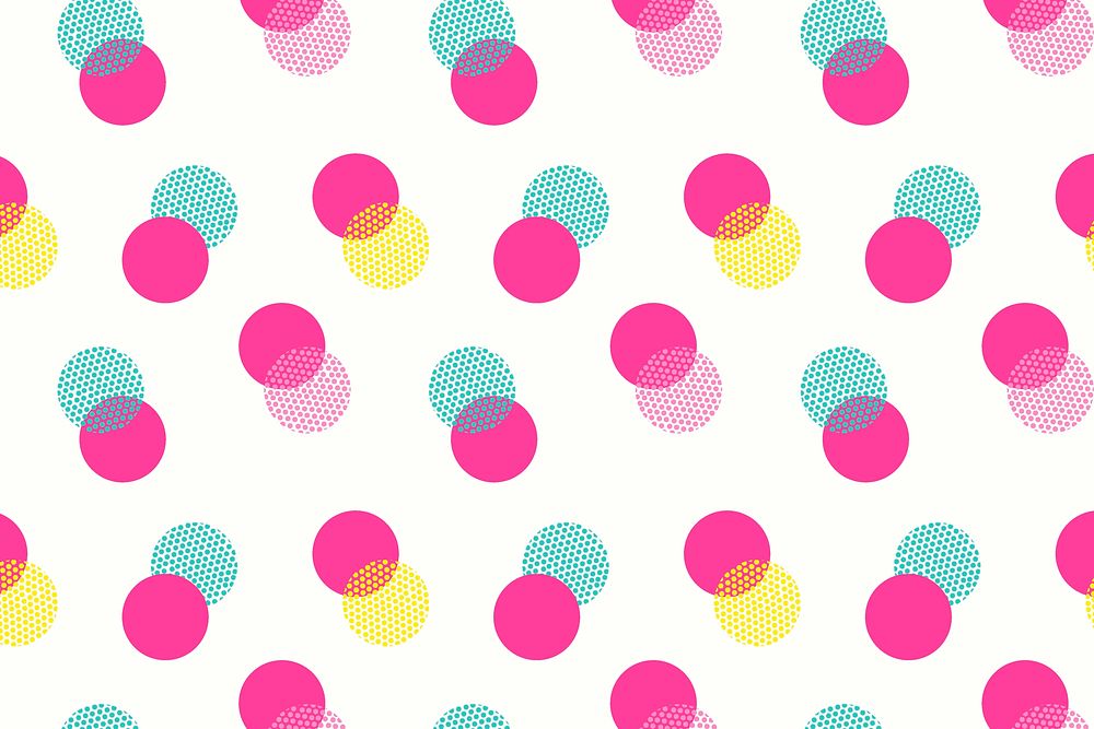 Pink pattern background, polka dot, cute feminine design vector