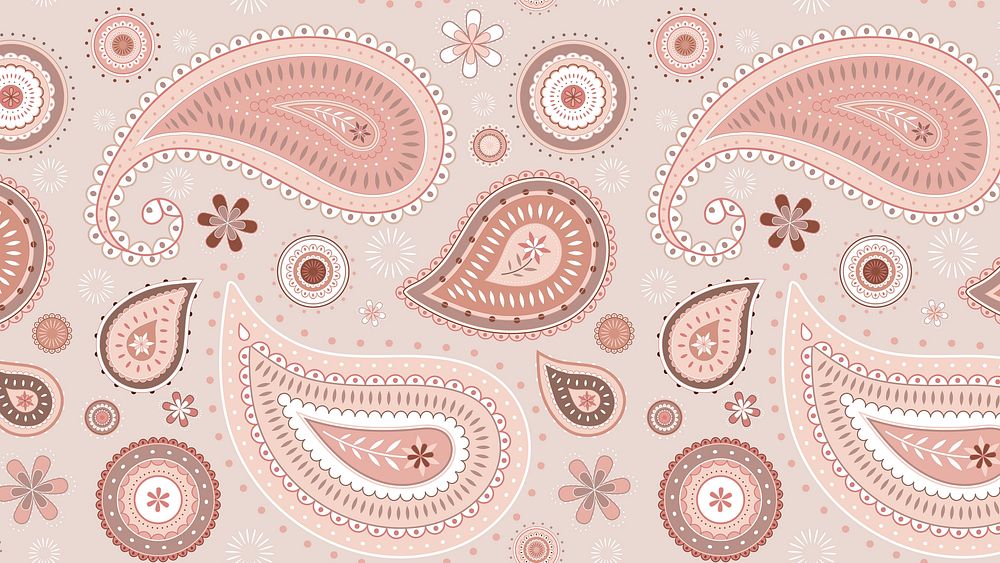 Aesthetic paisley desktop wallpaper, Indian mandala pattern in nude vector