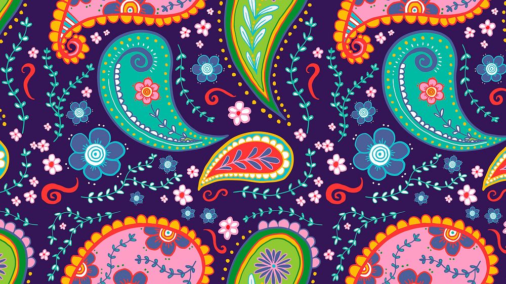 Paisley computer wallpaper, colorful pattern, abstract illustration vector