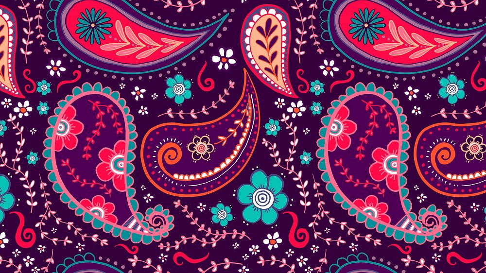 Paisley desktop wallpaper, colorful pattern, abstract illustration vector