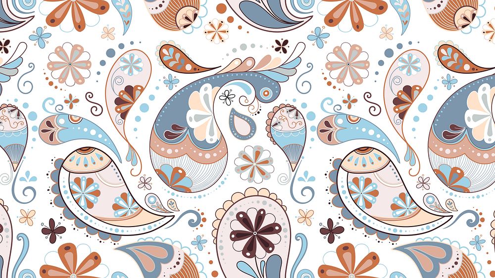 Paisley computer wallpaper, cute blue pattern background vector