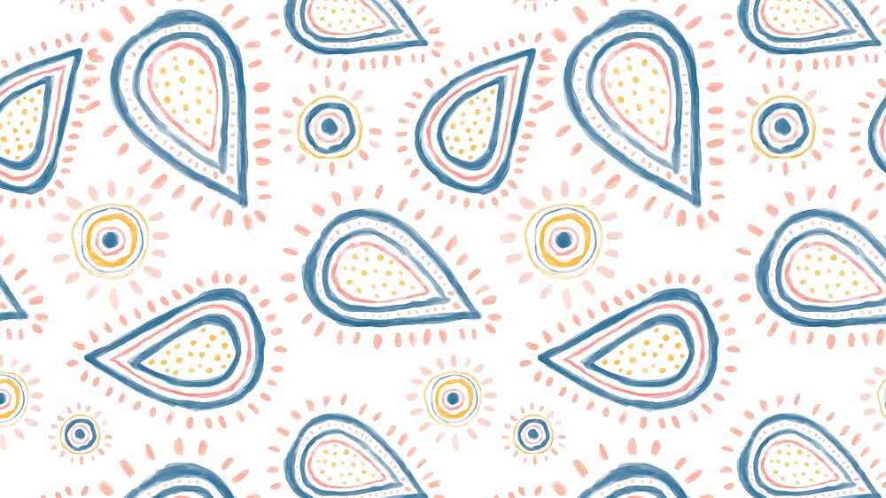 Paisley doodle computer wallpaper, cute pastel pattern, creative illustration