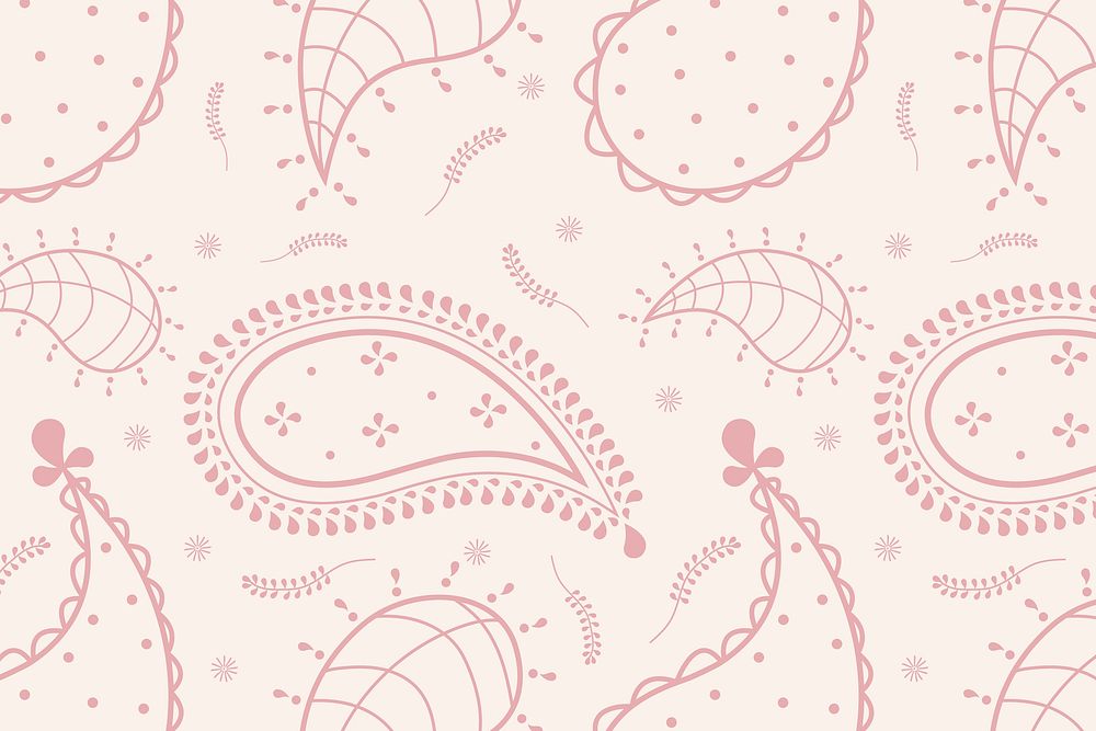 Aesthetic paisley background, pink feminine mandala pattern vector