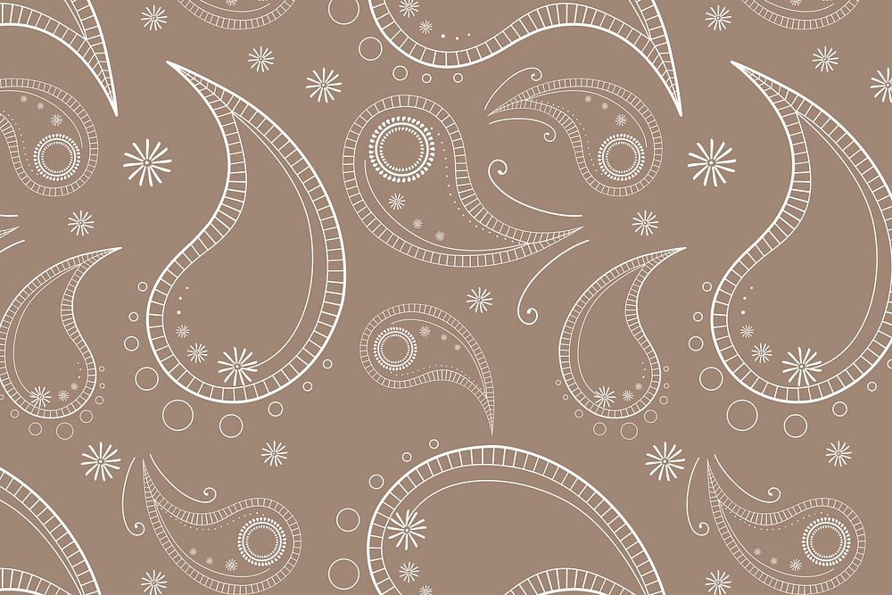 Aesthetic paisley background, brown henna pattern in earth tone
