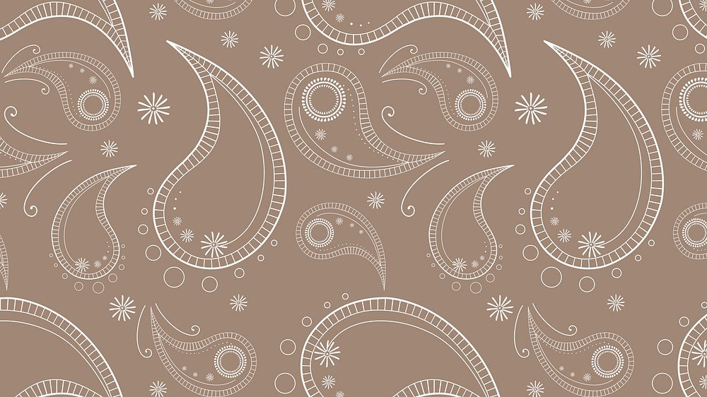 Aesthetic paisley computer wallpaper, brown henna pattern