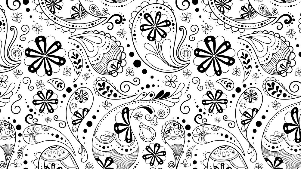 Paisley bandana HD wallpaper, white pattern, abstract illustration