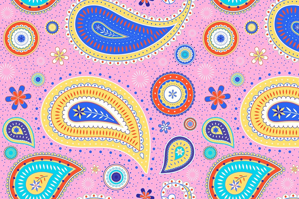 Pink paisley background, traditional pattern in feminine design