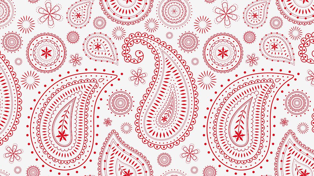 Red paisley HD wallpaper, traditional Indian pattern illustration vector
