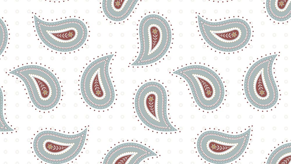 Paisley pattern desktop wallpaper, white simple background vector
