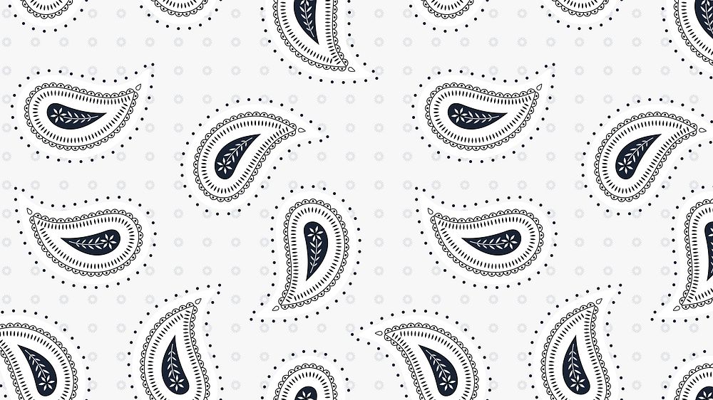 Paisley pattern computer wallpaper, simple white illustration