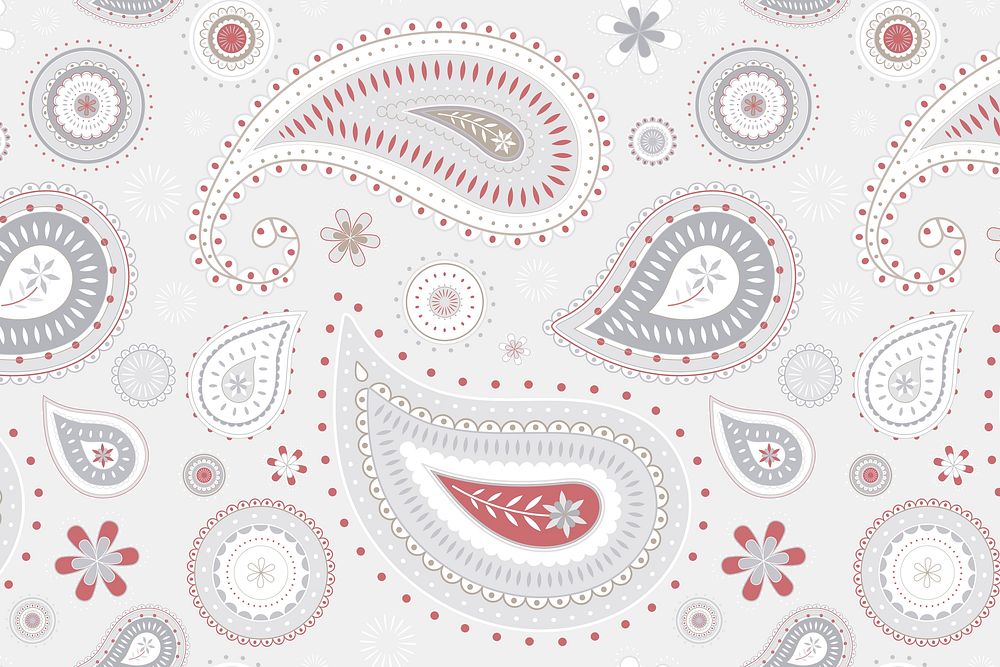 Red feminine background, paisley pattern, abstract design