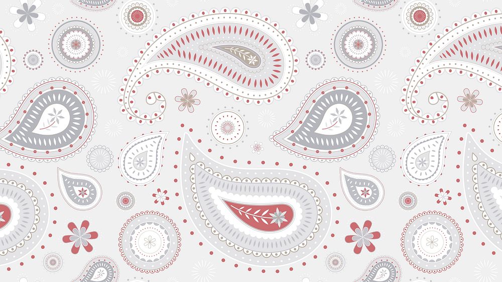Feminine desktop wallpaper, red paisley pattern background