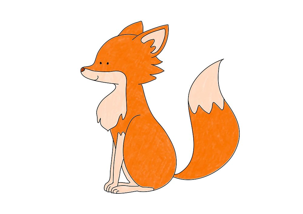 Cute fox design element, editable coloring page for kids vector