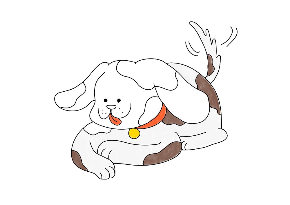 Cute puppy dog design element, editable coloring page for kids vector