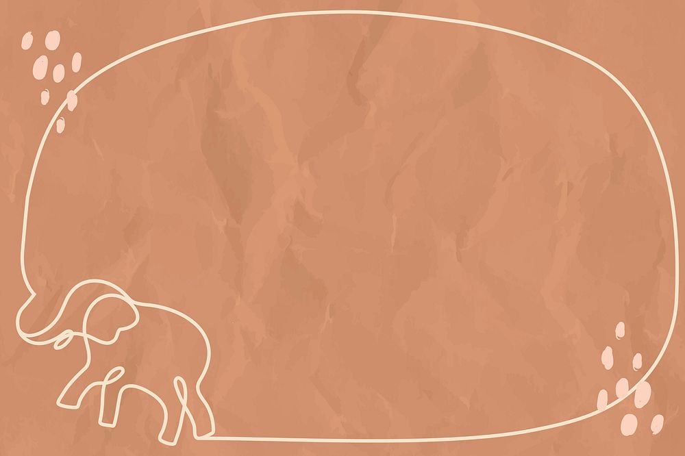 Minimal elephant frame, brown background