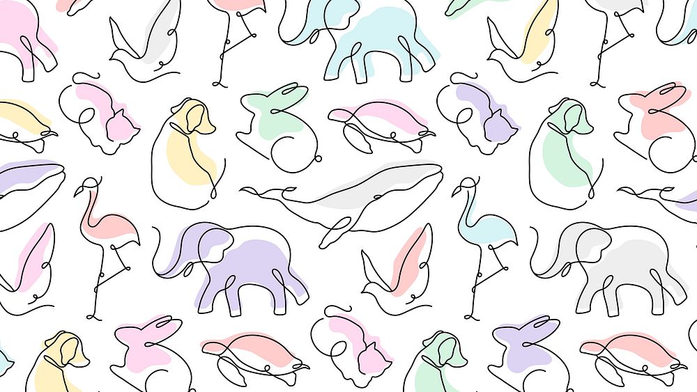 Animal pattern desktop wallpaper, colorful background