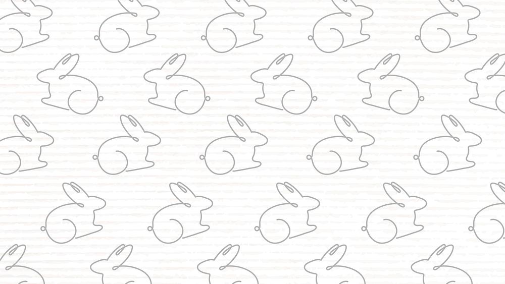 Rabbit pattern desktop wallpaper, white background vector