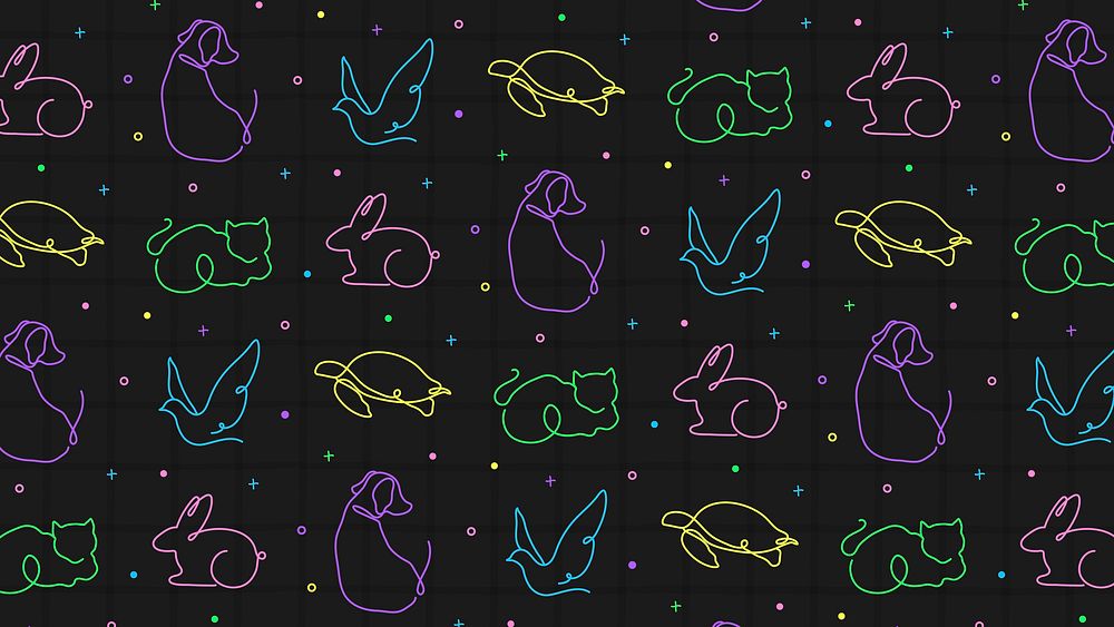 Animal pattern desktop wallpaper, colorful background vector