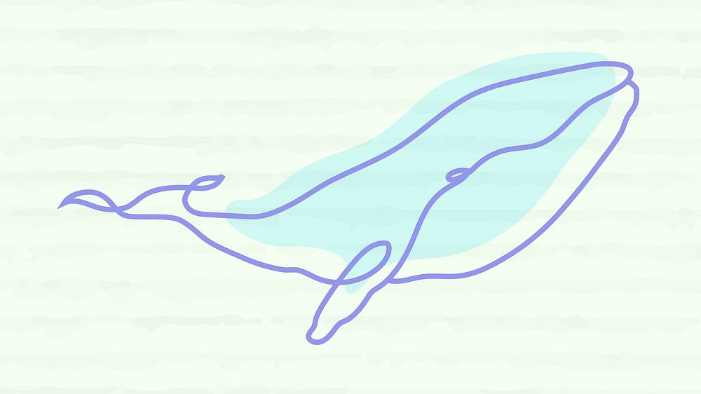 Whale computer wallpaper, minimal background vector