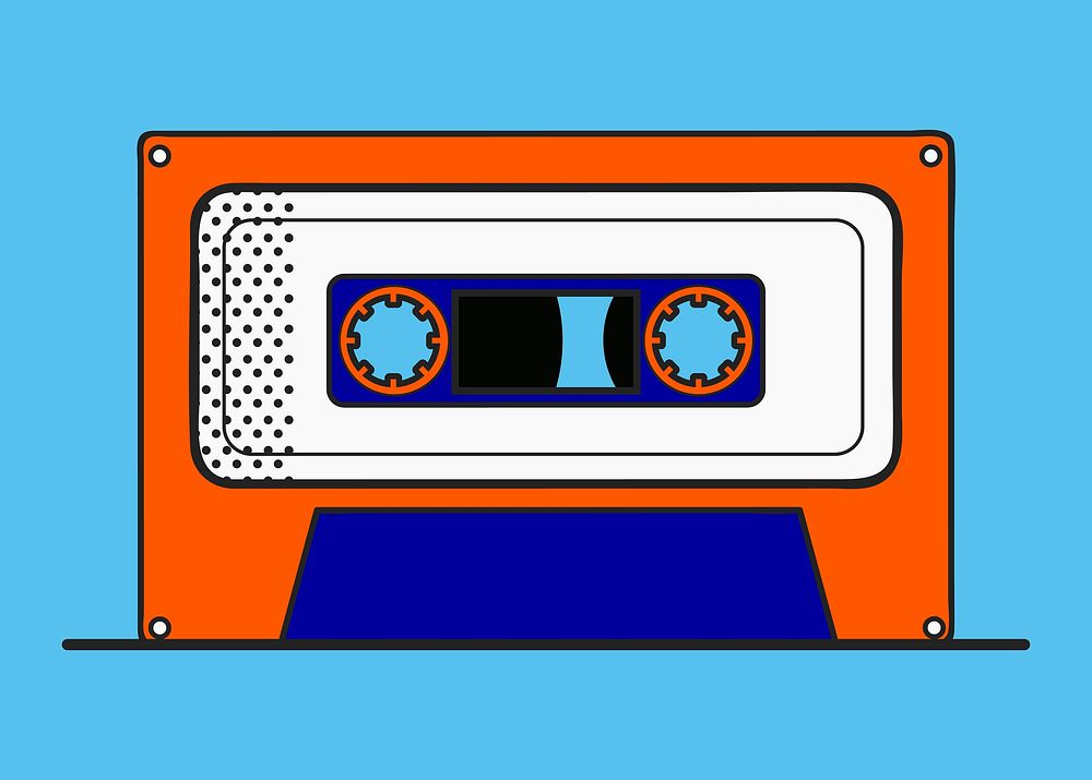Retro cassette pop art music icon illustration
