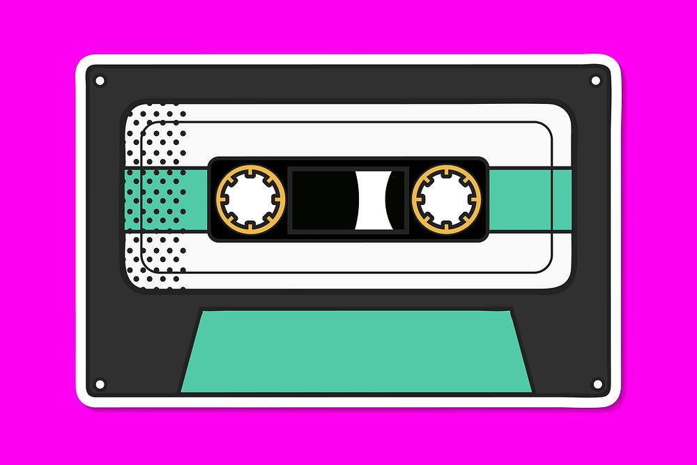 Color pop art cassette vintage vector sticker
