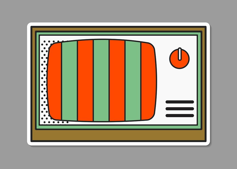 Color pop art television vintage vector sticker
