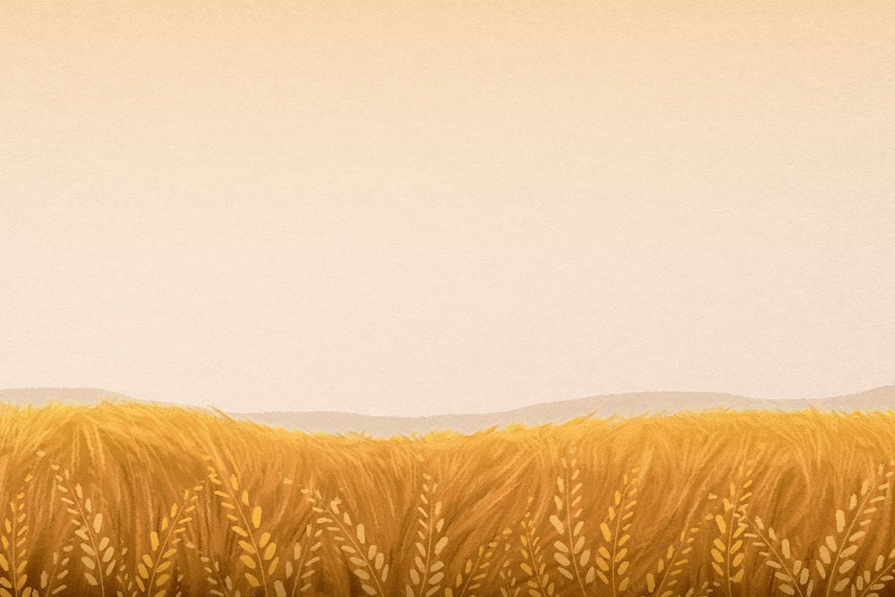 Wheat field background, watercolor aesthetic illustration psd