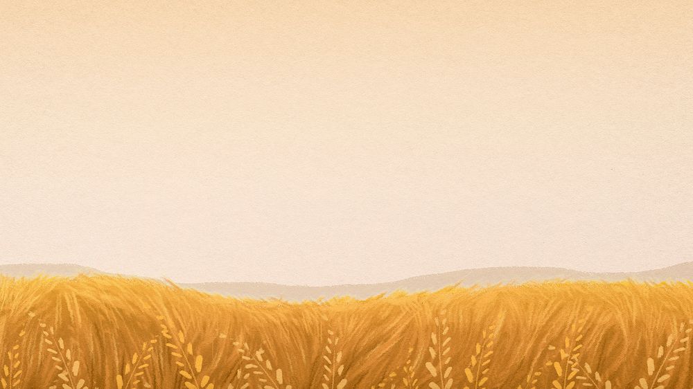 Wheat field computer wallpaper, watercolor aesthetic background