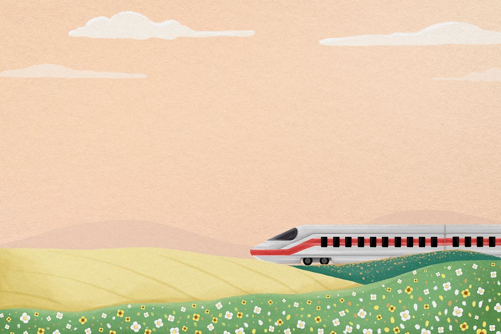 High-speed rail field background, watercolor illustration