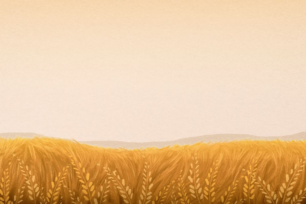 Wheat field background, watercolor aesthetic illustration