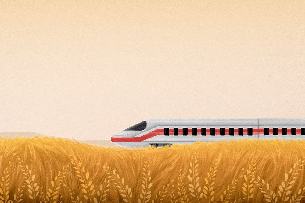 High-speed rail field background, watercolor illustration psd