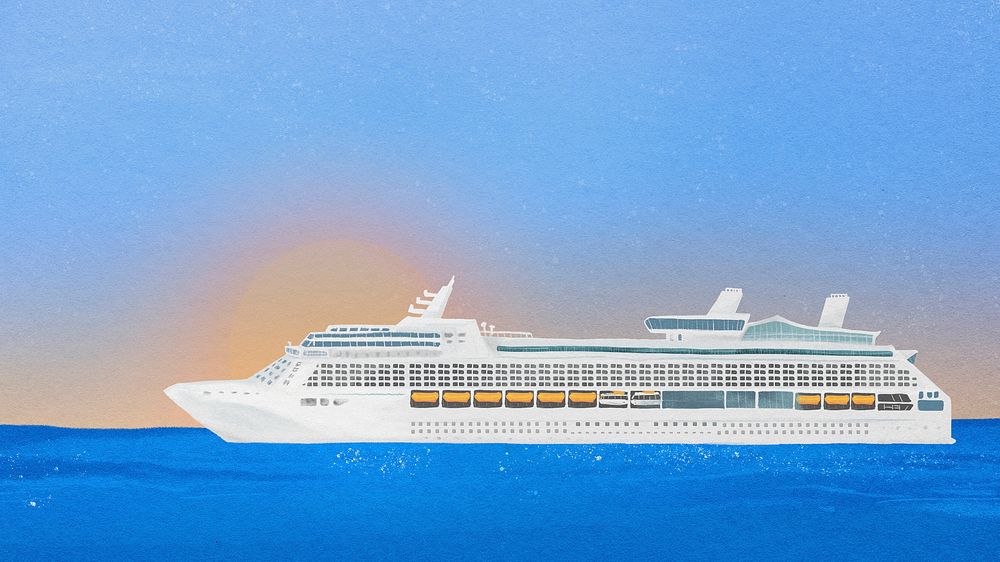 Cruise ship computer wallpaper, tourism industry background psd
