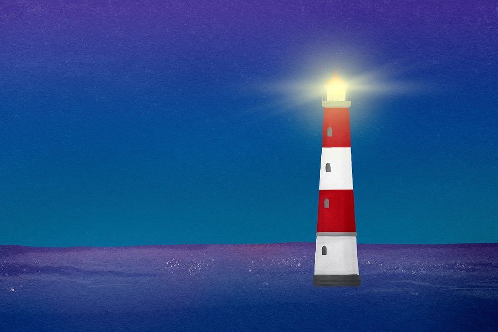 Lighthouse aesthetic background, nature illustration