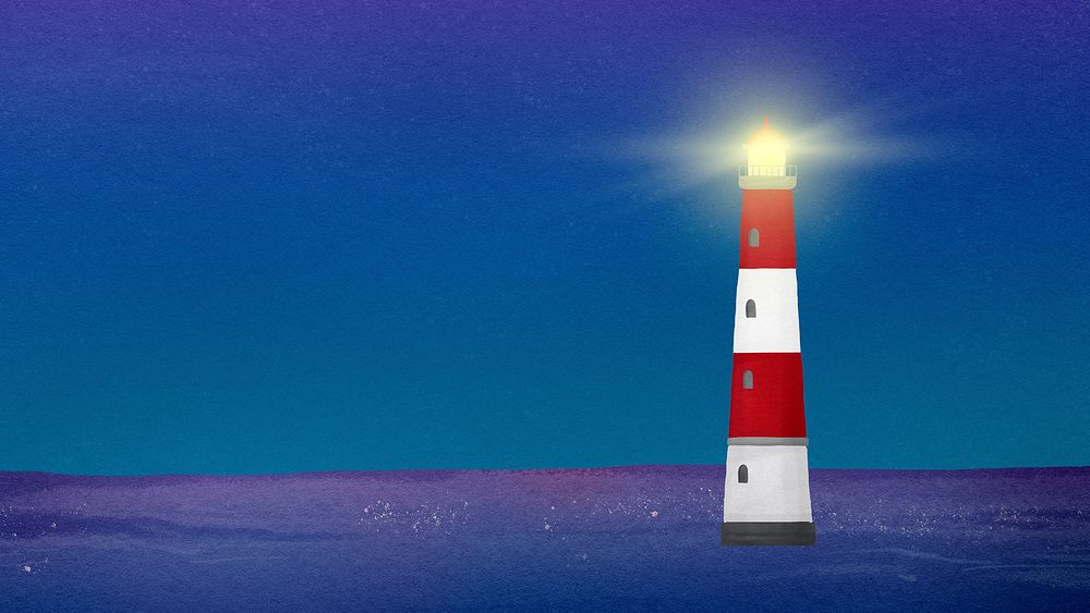 Lighthouse aesthetic desktop wallpaper, nature illustration