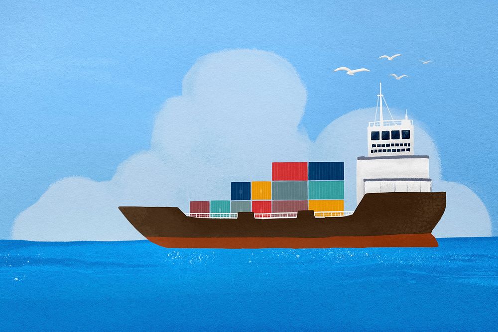 Cargo shipping background, logistics industry illustration
