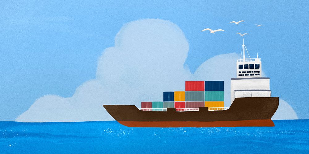 Cargo shipping background, logistics industry illustration