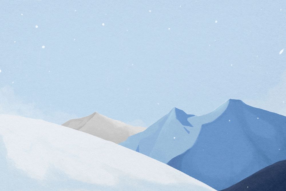 Snowy mountains background, Winter aesthetic border