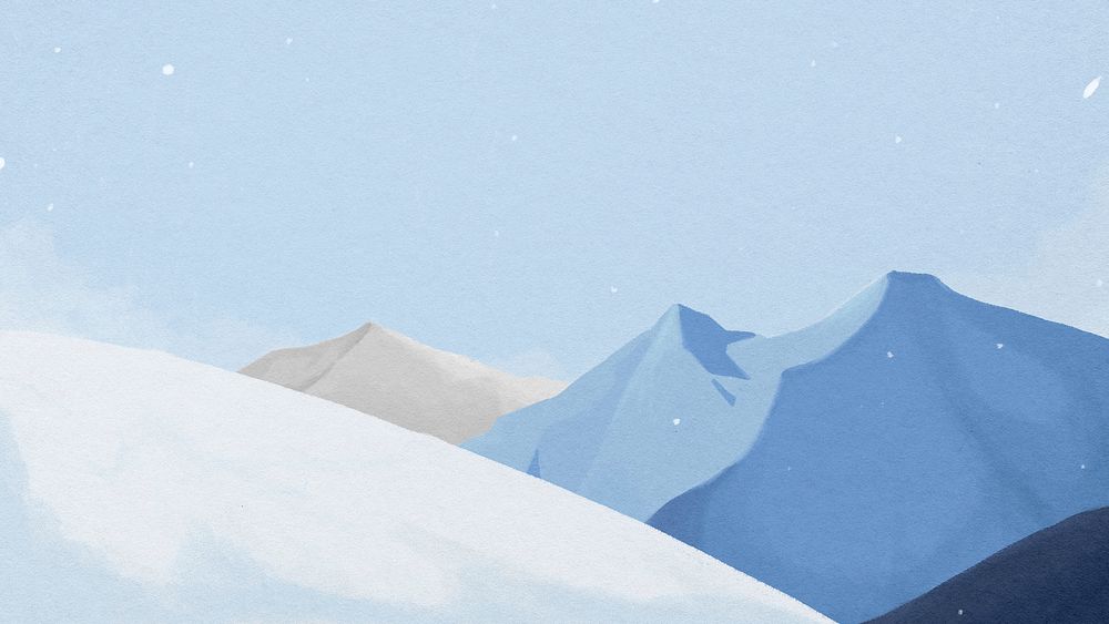 Snowy mountains desktop wallpaper, Winter aesthetic background