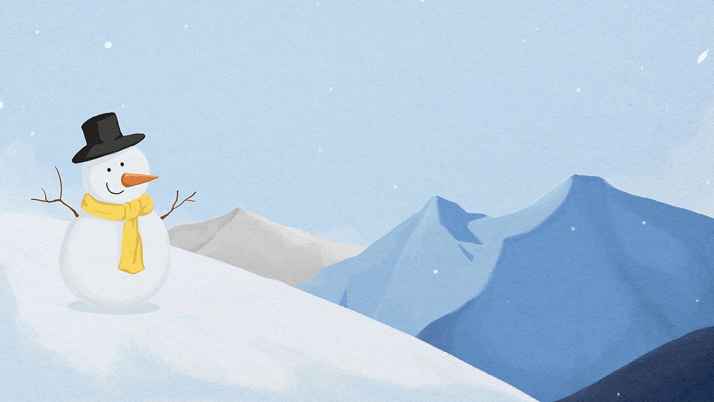 Winter snowman computer wallpaper, nature, landscape background psd