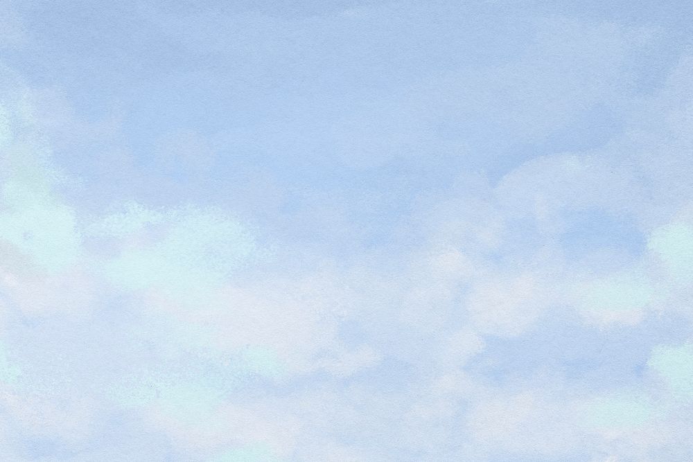 Watercolor cloudscape background, blue paper texture