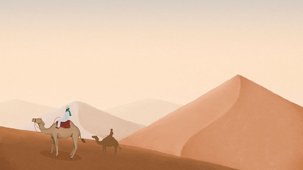 Egyptian desert computer wallpaper, mountains border high resolution background