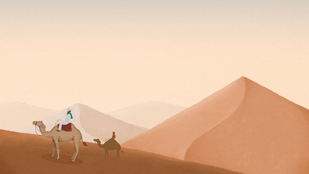 Egyptian desert computer wallpaper, mountains border high resolution background psd