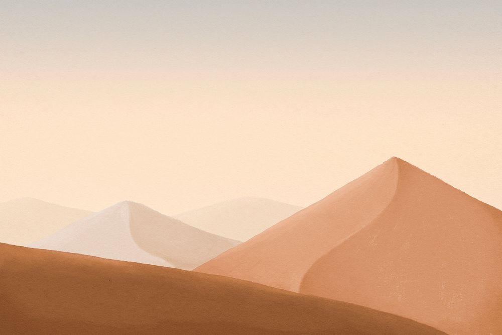 Watercolor desert background, mountains border psd