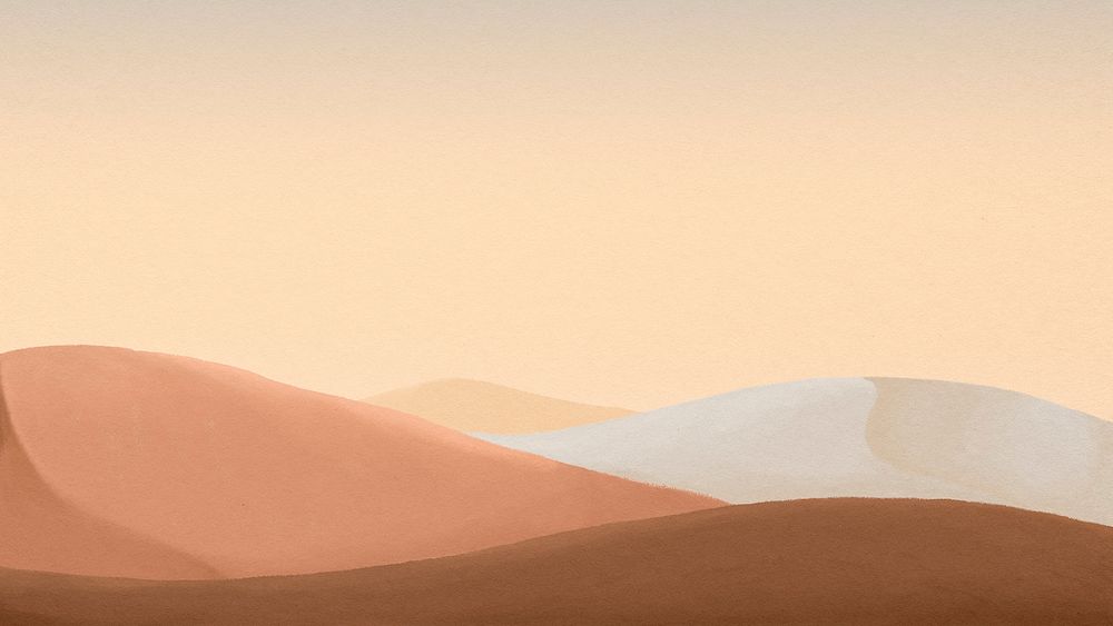 Desert landscape desktop wallpaper, mountains border background